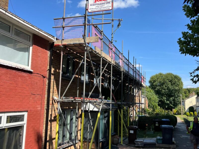 Commercial scaffolding structure installed by J&L Scaffolding LTD in London and Hertfordshire