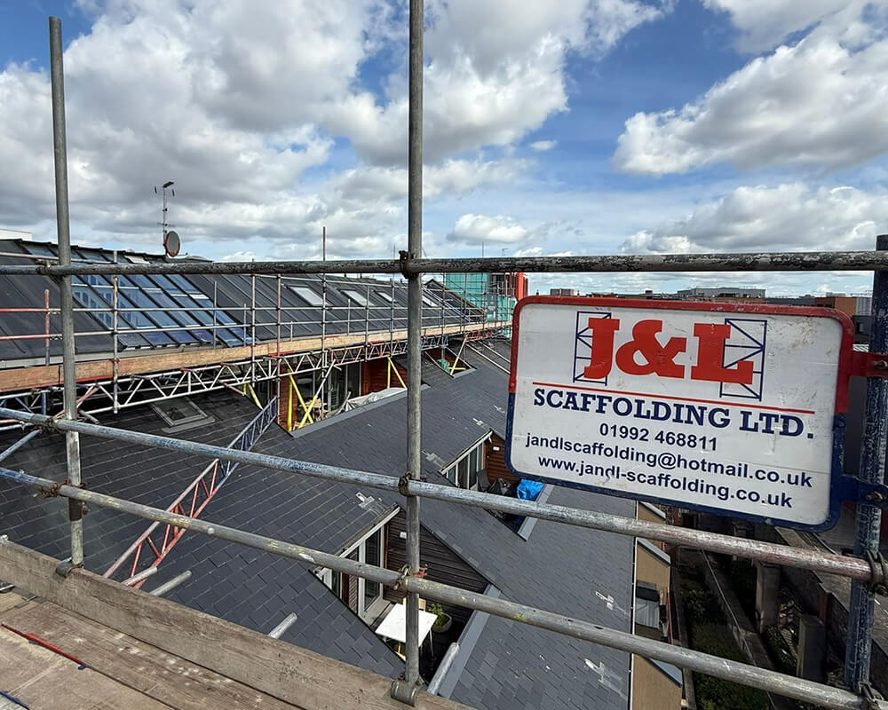 Commercial scaffolding structure installed by J&L Scaffolding LTD in London and Hertfordshire